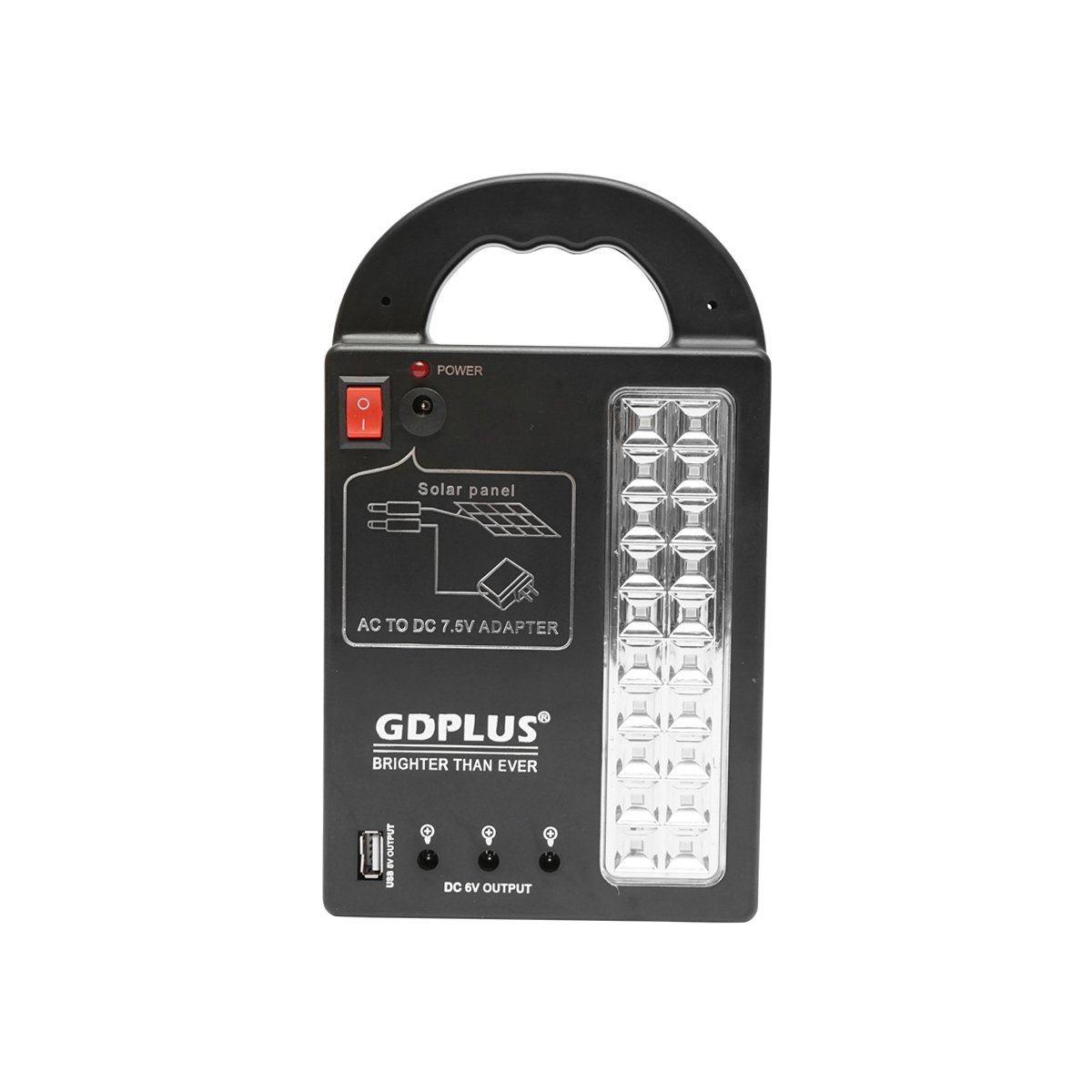 Kit iluminat portabil LED cu 3 becuri/proiector, panou solar si baterie 6V, 3Ah pentru pescuit camping GD-17